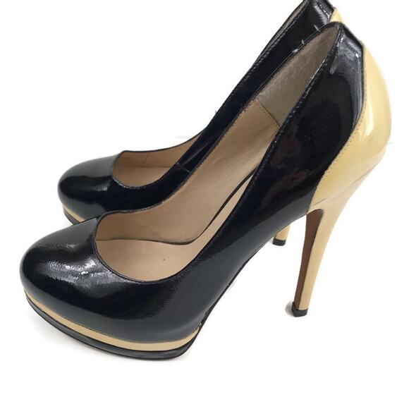 Dolce Vita Patent Leather Beige Black High Heels Shoes Womens Sz 6.5M - Picture 3 of 9